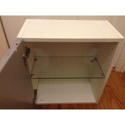 Mirror Single Door Cabinet - White, D:21.5cm W:40 cm H:45cm