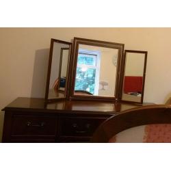 Dressing table with drawers and three sided mirror. Excellent condition.