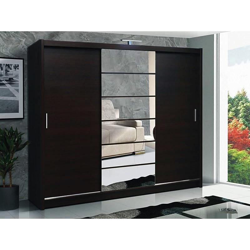 Brand New 3 Door Monaco Sliding Wardrobe Cupboard with Full Mirror