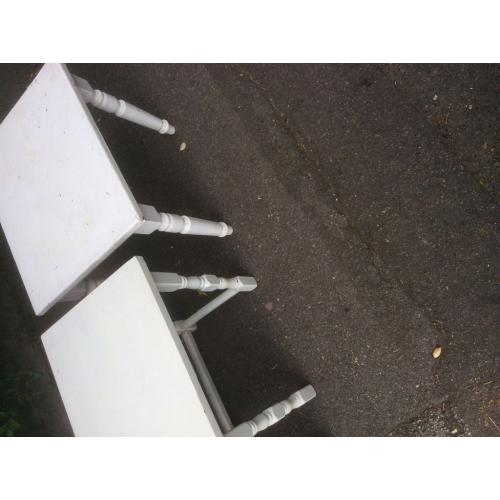 Nest of three white painted wood tables