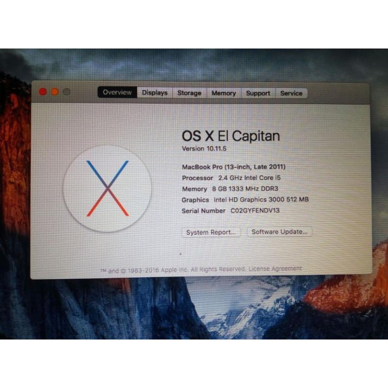 Apple Macbook Pro core i5 8gb ram 500gb hdd