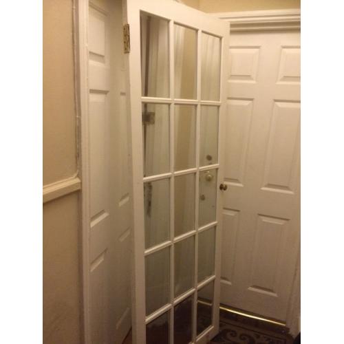 Glass Panel Door Bevelled Glass Panelled with Antique Brass Knob Handle Queen's Park Maida Hampstead