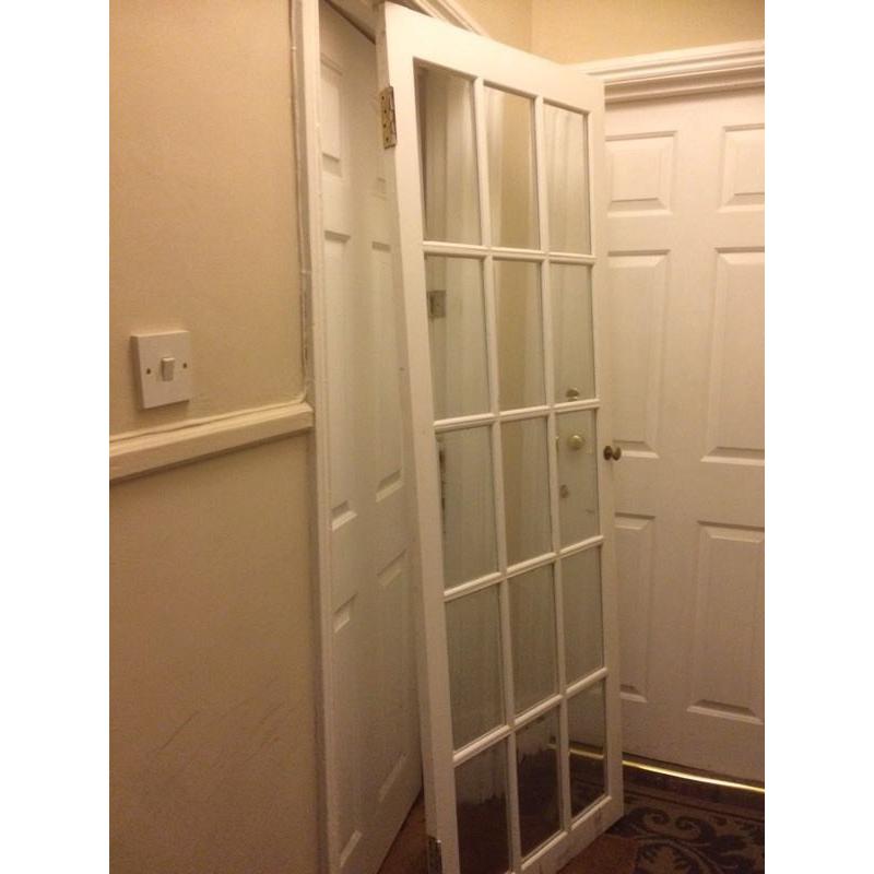 Glass Panel Door Bevelled Glass Panelled with Antique Brass Knob Handle Queen's Park Maida Hampstead