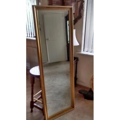 EX LARGE GOLD FRAMED DRESSING MOUNTABLE MIRROR MEASURES 158CM X 54CM
