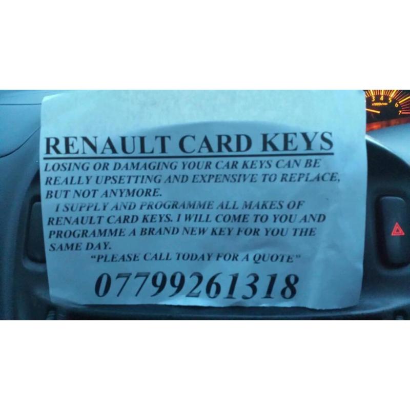 Renault Keycards supplied and programmed.