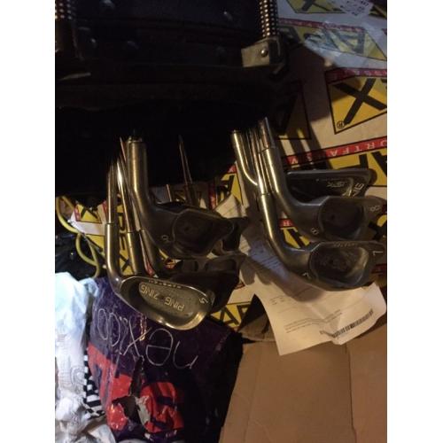 Set of ping golf irons and ping stand bag clubs