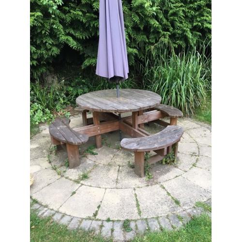 Solid hardwood 8 seater pub style garden bench