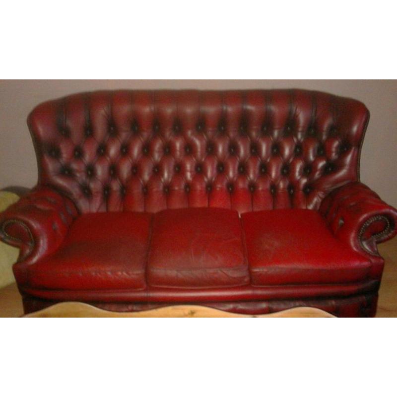 ox blood chesterfield settee