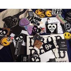 DROP DEAD - Stickers/tags/booklets/badges/bags and other collectible trinkets.