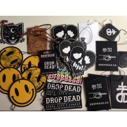 DROP DEAD - Stickers/tags/booklets/badges/bags and other collectible trinkets.