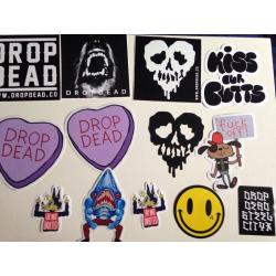 DROP DEAD - Stickers/tags/booklets/badges/bags and other collectible trinkets.