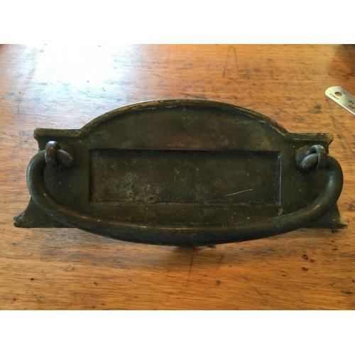 Antique metal letter box with built in knocker