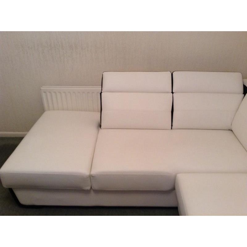 Contemporary style black & white corner sofa bed