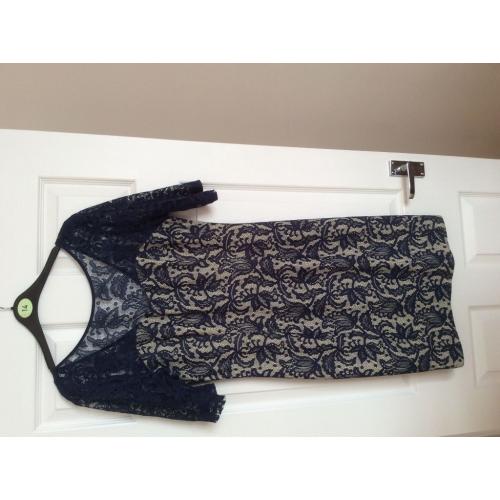 Next size 12 navy knee length lace dress