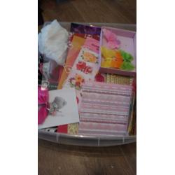 Full craft room set up, desk, chair, draws and a wide variety of crafts