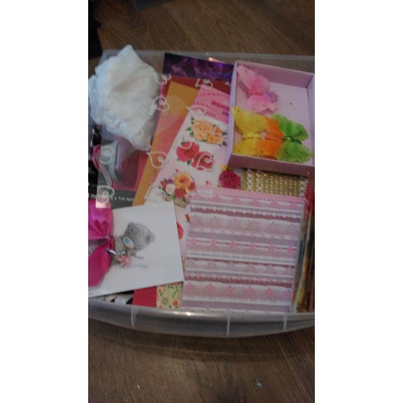 Full craft room set up, desk, chair, draws and a wide variety of crafts