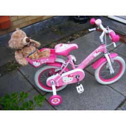 HELLO KITTY BIKE 14" WHEEL HARDLY USED great working order