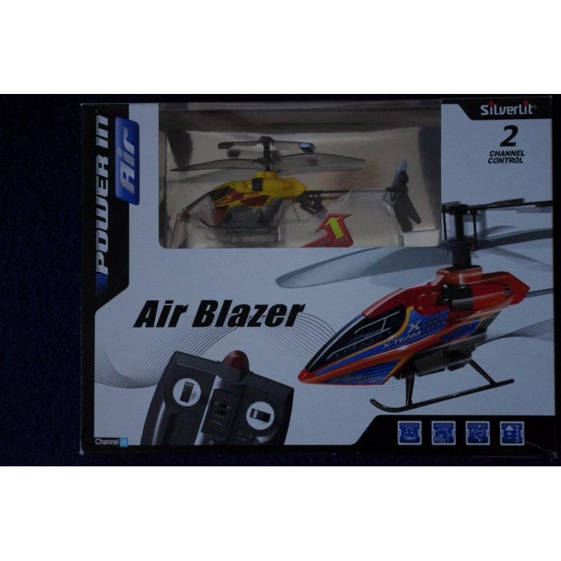 SILVERLIT MINI YELLOW HELICOPTER AIR BLAZER X-TEAM 2 CHANNEL REMOTE CONTROL-UNUSED-COLLECT BENFLEET