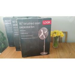 LOGIK L16PFSS15 16" Pedestal Fan - Brushed Steel. Brand New!