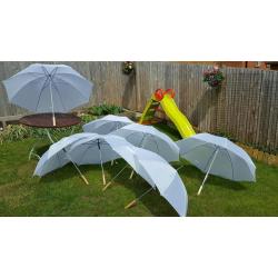 8 white umbrellas