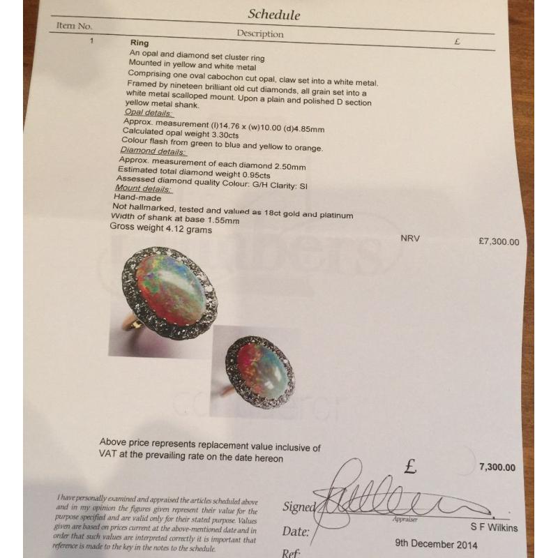 Beautiful Diamond & Opal 18ct Ring