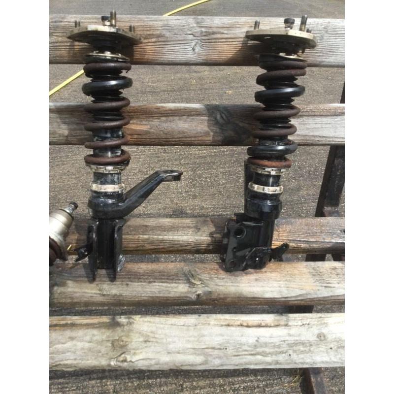 BC Racing Coilovers fully adjustable. Height and damper setting. Along with camber. Honda ep civic