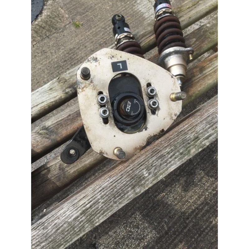 BC Racing Coilovers fully adjustable. Height and damper setting. Along with camber. Honda ep civic
