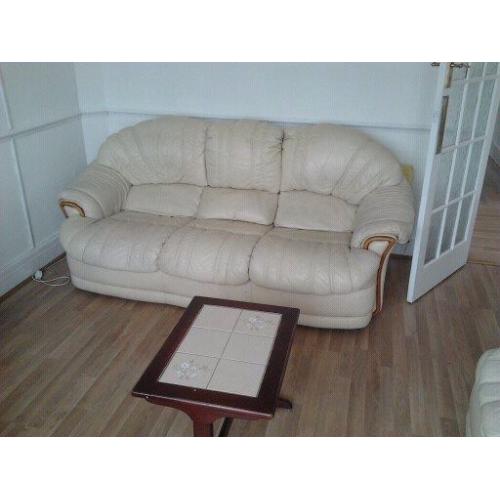 FREE TO COLLECTOR - Cream leather 3 piece suite