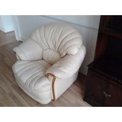 FREE TO COLLECTOR - Cream leather 3 piece suite