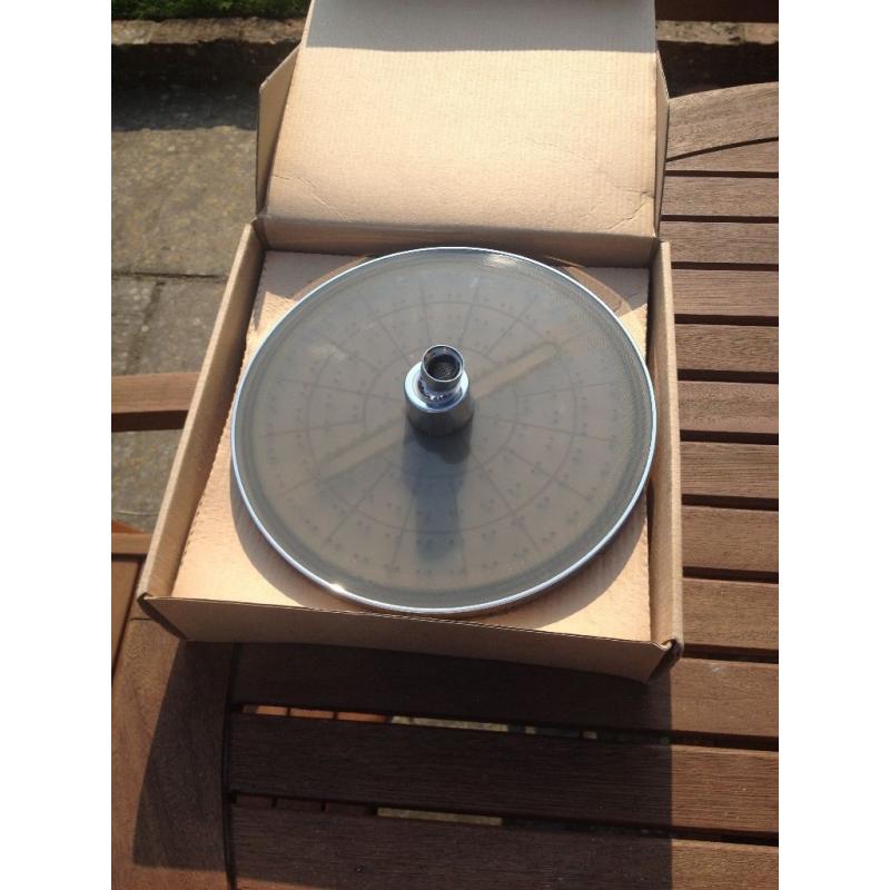 Large rain Shower Head 250mm, Crosswater , brand new in box, with pipe.