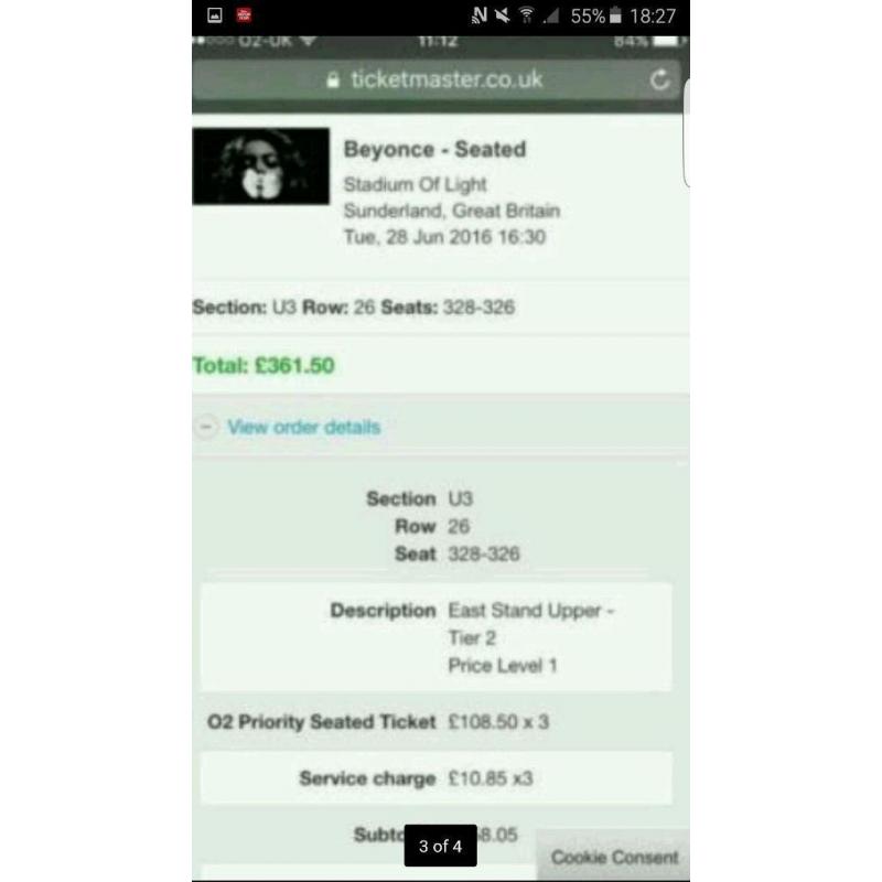 Beyonce tickets x3