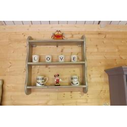Lovely Solid Pine Refurbished Country Shabby Chic Cream & Gold Pine Shelf