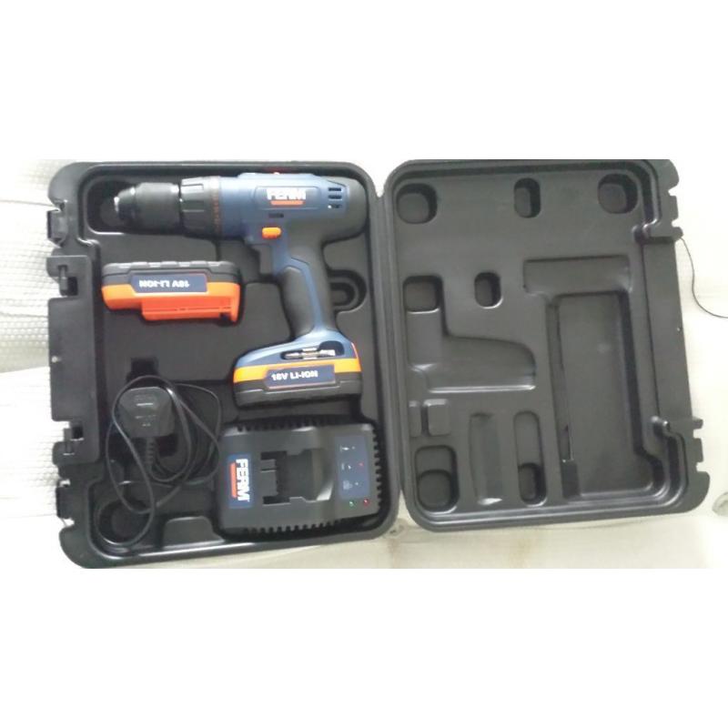 Ferm cordless power drill 18v with drill bit set