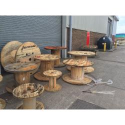 Cable drums reclaimed for up cycle many different sizes