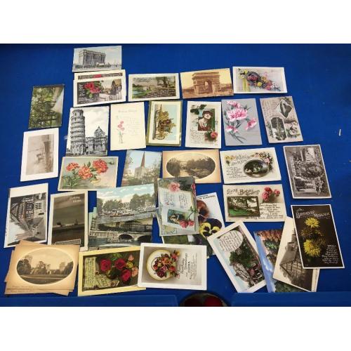 Job Lot Of Antique / Vintage Pre-War and Post War Postcards - 39 Postcards Most With Stamps- UNUSUAL