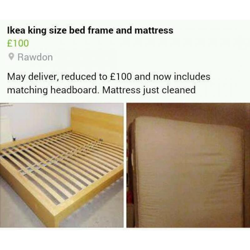 Ikea malm king size bed and mattress