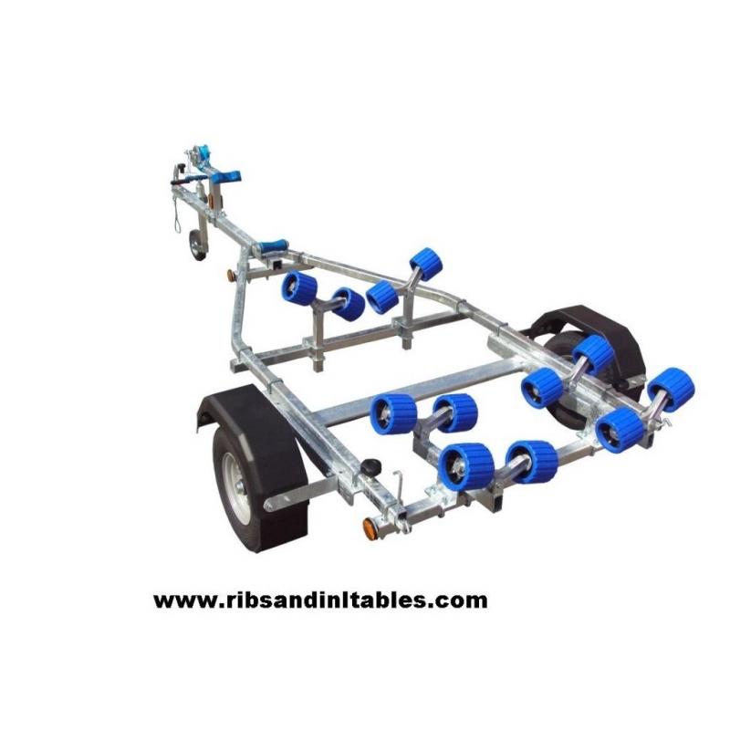 Brand new 350kg trailer for rib rigid inflatable, sailing, power boat. 24 months warranty inc VAT