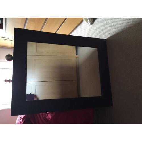 Brown leather effect mirror