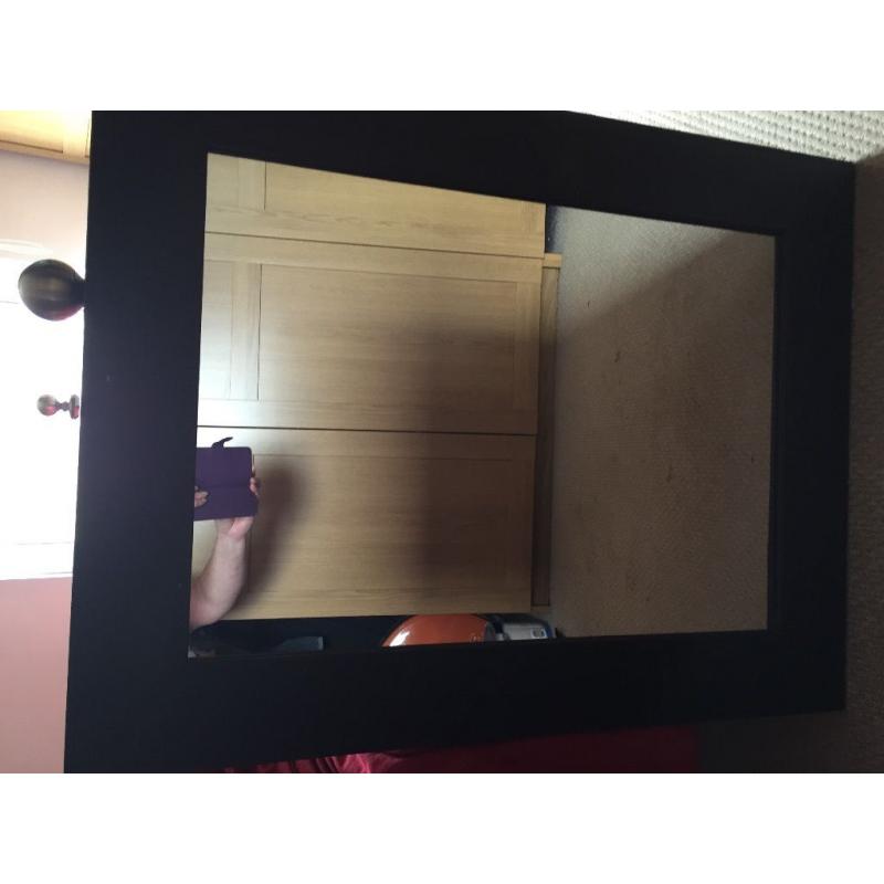 Brown leather effect mirror