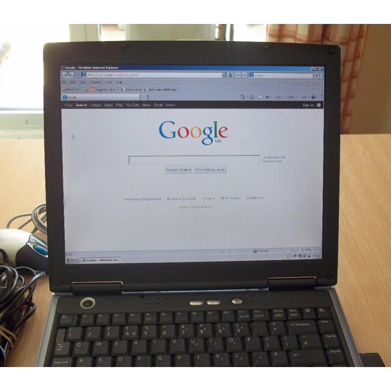 Laptop for Internet and Home Office use with Windows XP Operating System and Internet Explorer