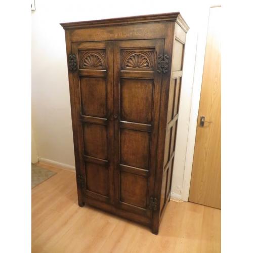 Solid Oak Jacobean Style Wardrobe