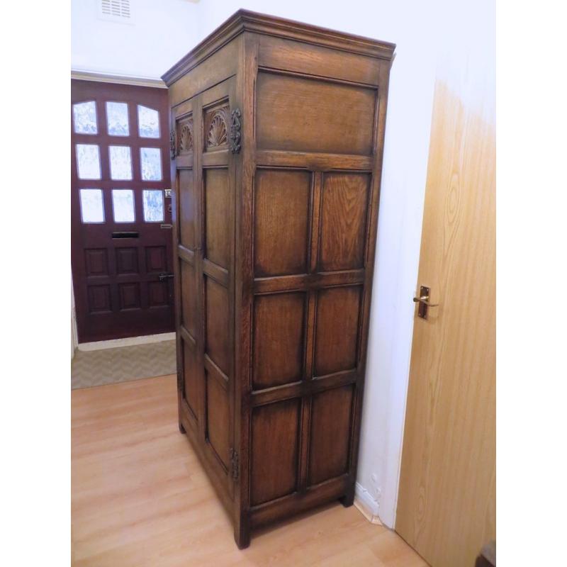 Solid Oak Jacobean Style Wardrobe