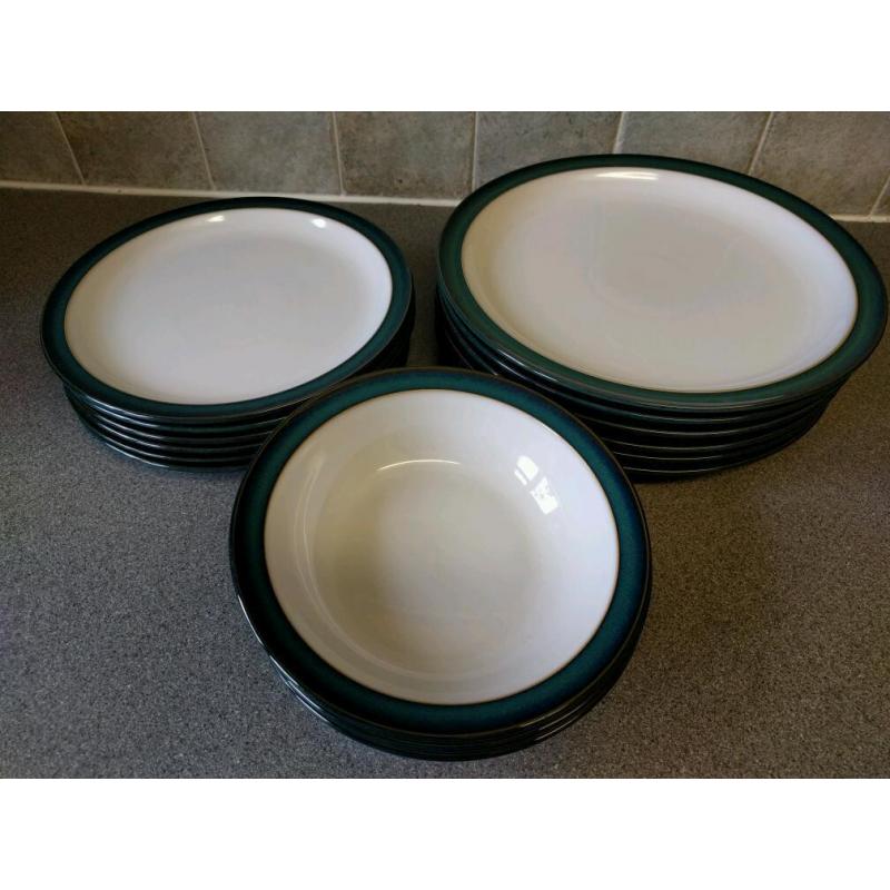Denby Greenwich; dinner plates, side plate & bowls
