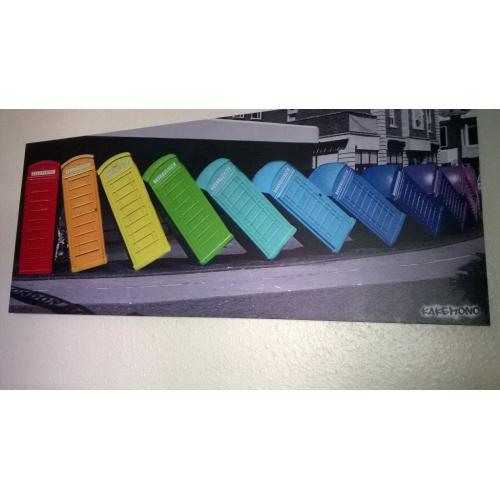 multi coloured telephone boxes canvas picture