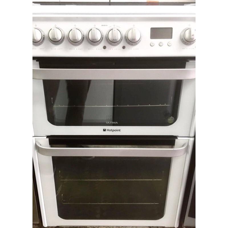 ++++HOTPOINT WHITE DUAL FUEL COOKER 60CM INCLUDES 6 MONTHS GUARANTEE