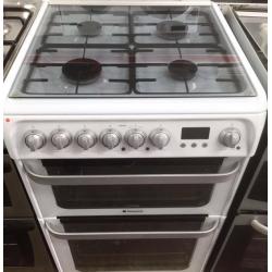 ++++HOTPOINT WHITE DUAL FUEL COOKER 60CM INCLUDES 6 MONTHS GUARANTEE