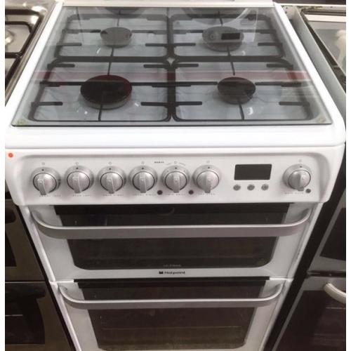 ++++HOTPOINT WHITE DUAL FUEL COOKER 60CM INCLUDES 6 MONTHS GUARANTEE