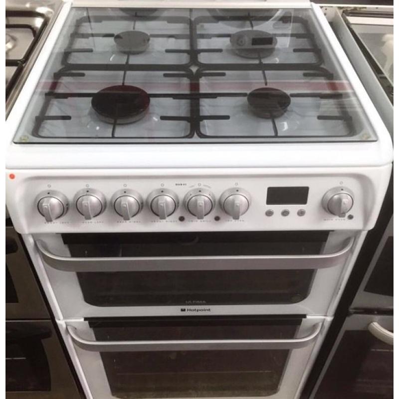 ++++HOTPOINT WHITE DUAL FUEL COOKER 60CM INCLUDES 6 MONTHS GUARANTEE
