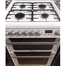 ++++HOTPOINT WHITE DUAL FUEL COOKER 60CM INCLUDES 6 MONTHS GUARANTEE