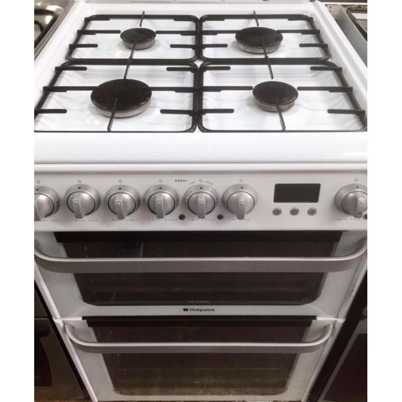 ++++HOTPOINT WHITE DUAL FUEL COOKER 60CM INCLUDES 6 MONTHS GUARANTEE